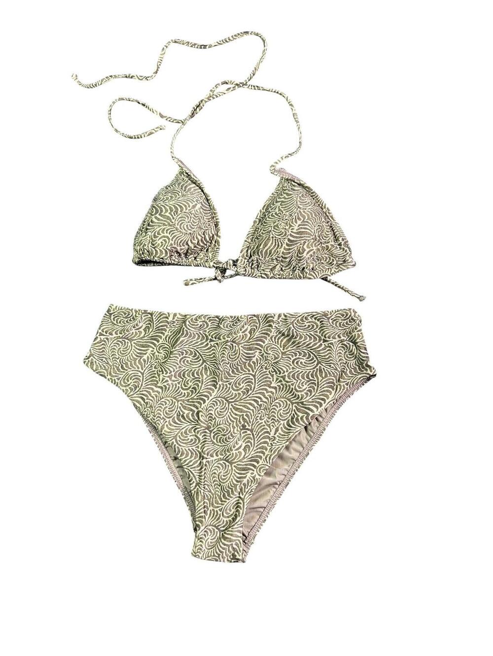 ViX green Ortiz beaded triangle string tie bikini top high waist cheeky bottom